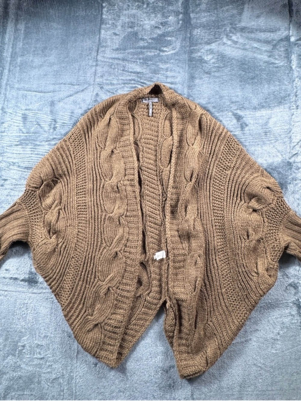 Buffalo David Bitton Brown Chunky Cable Knit Cocoon Cardigan Dolman Women M